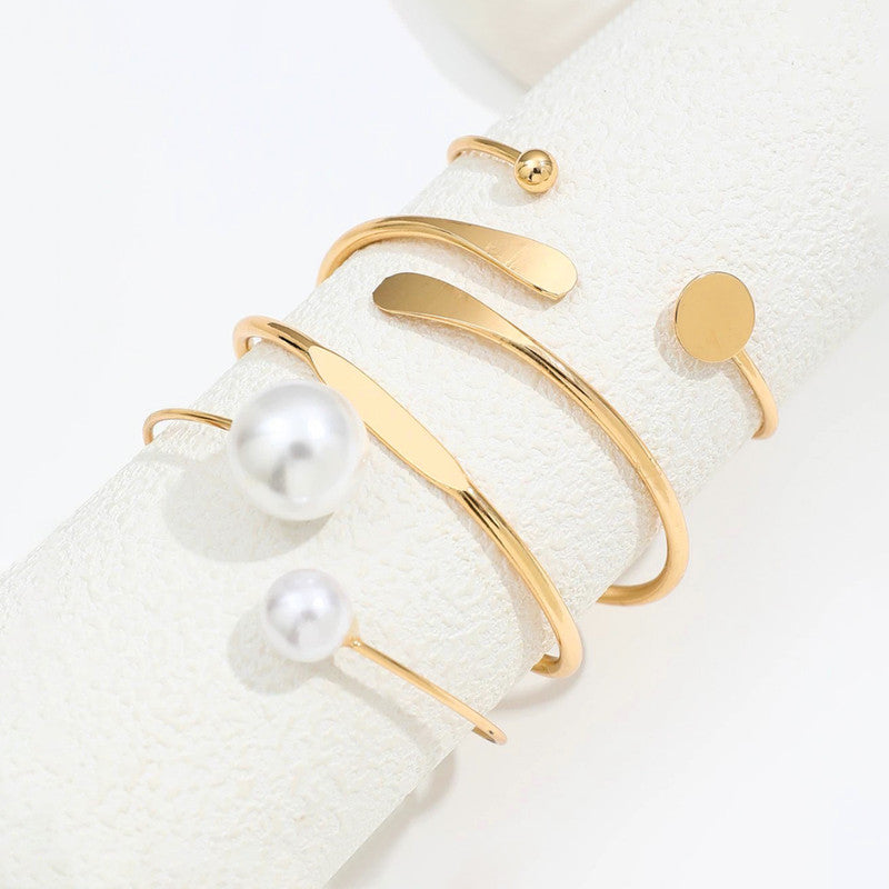 Gold Plated Multi Theme Love Cuff Bracelets (Pack of 4)