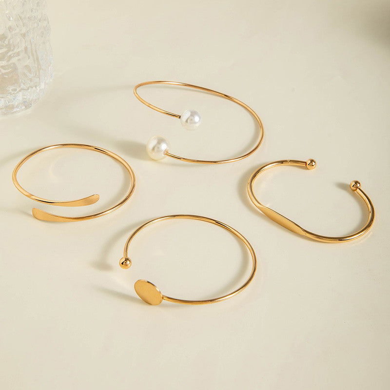 Gold Plated Multi Theme Love Cuff Bracelets (Pack of 4)
