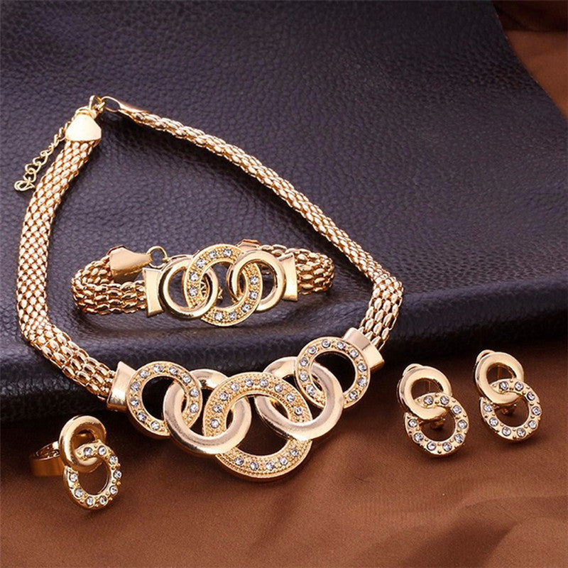 Stunning AD Vintage Statement Necklace Earrings Bracelet Ring for Women and Girls