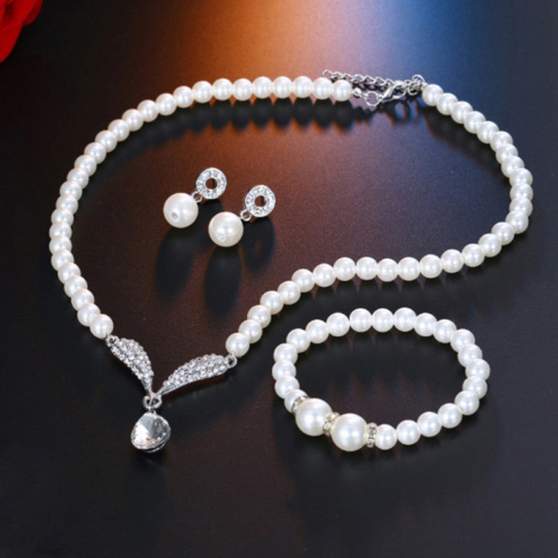 Adorable AD & Pearl Studded Mesmerizing Necklace Set with Bracelet for Women and Girls