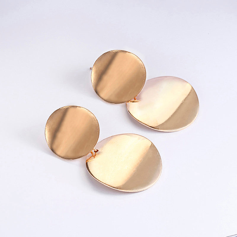 Elegant Circular Unique Metal Brilliant Drop Earrings for Women and Girls