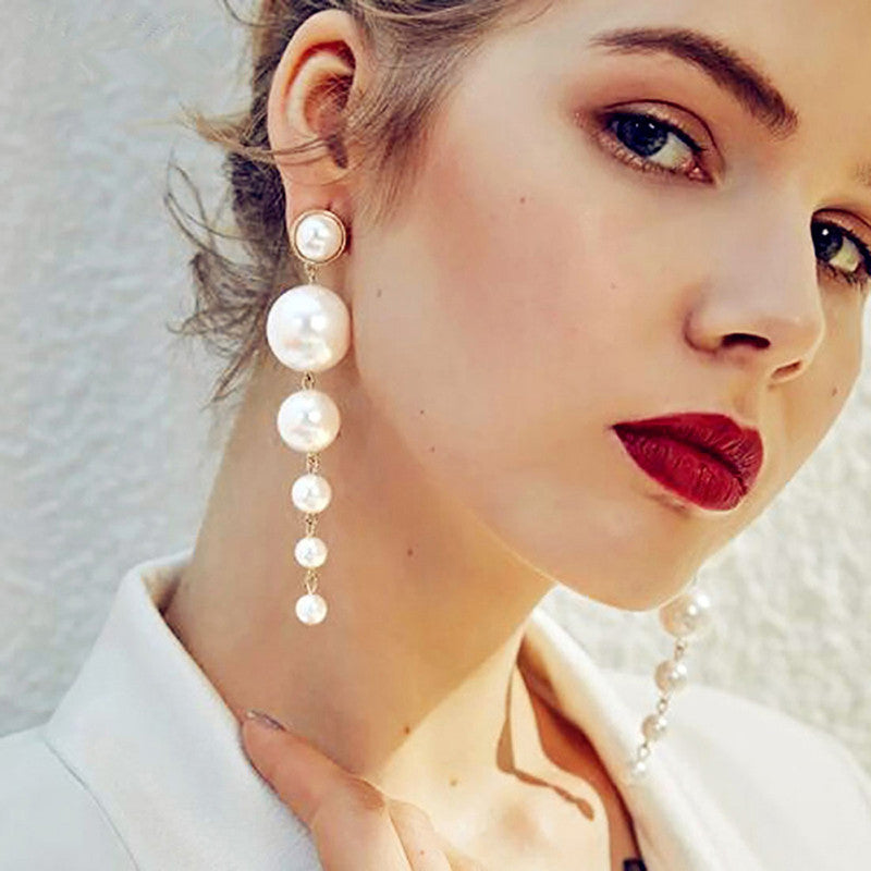 Scintillating Chunky Statement Pearl Drop Earrings For Women and Girls