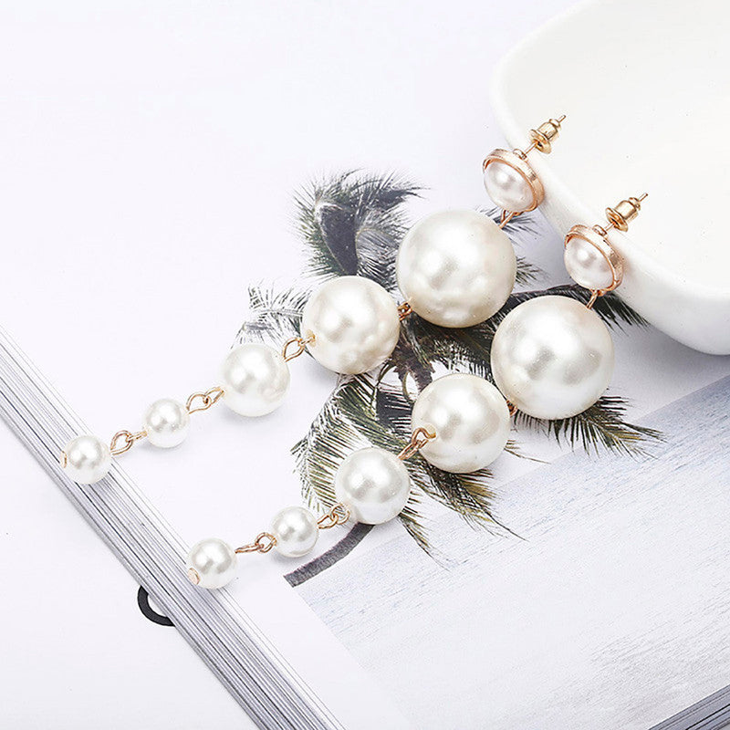 Scintillating Chunky Statement Pearl Drop Earrings For Women and Girls