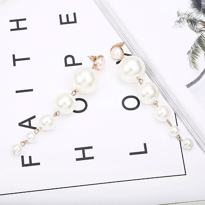 Scintillating Chunky Statement Pearl Drop Earrings For Women and Girls