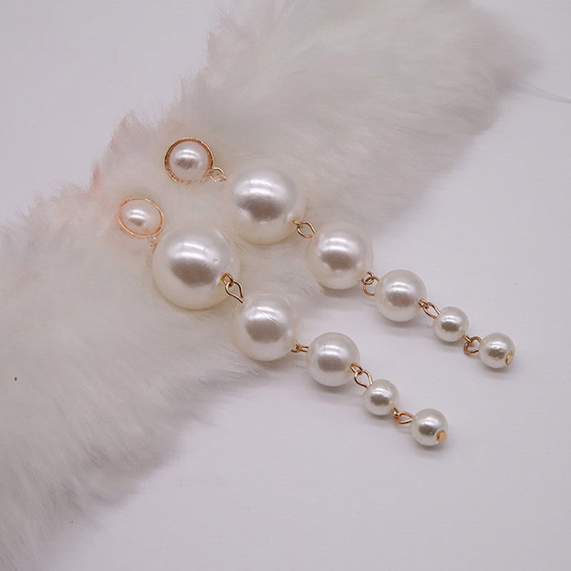 Scintillating Chunky Statement Pearl Drop Earrings For Women and Girls