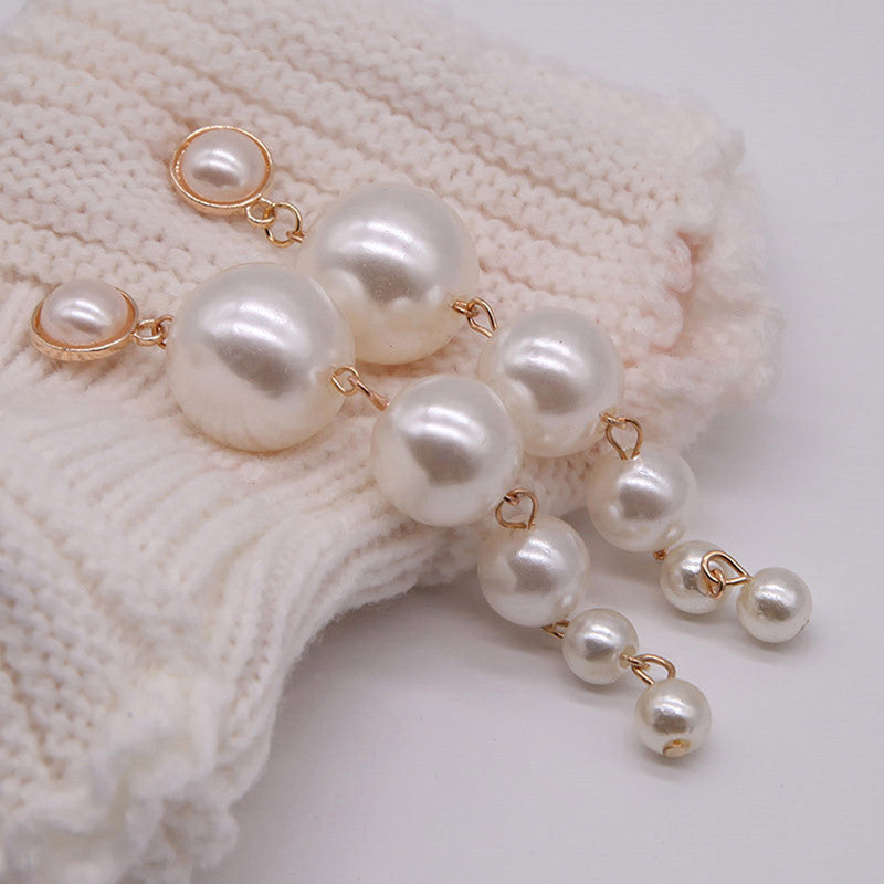 Scintillating Chunky Statement Pearl Drop Earrings For Women and Girls