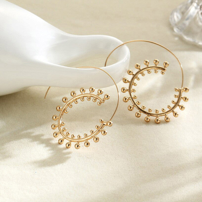 Gold Plated Unique Playful Retro Vintage Look Hoop Earrings