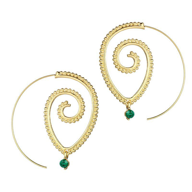 Gold Plated Spiral Unique Waterdrop Dangle Statement Earrings