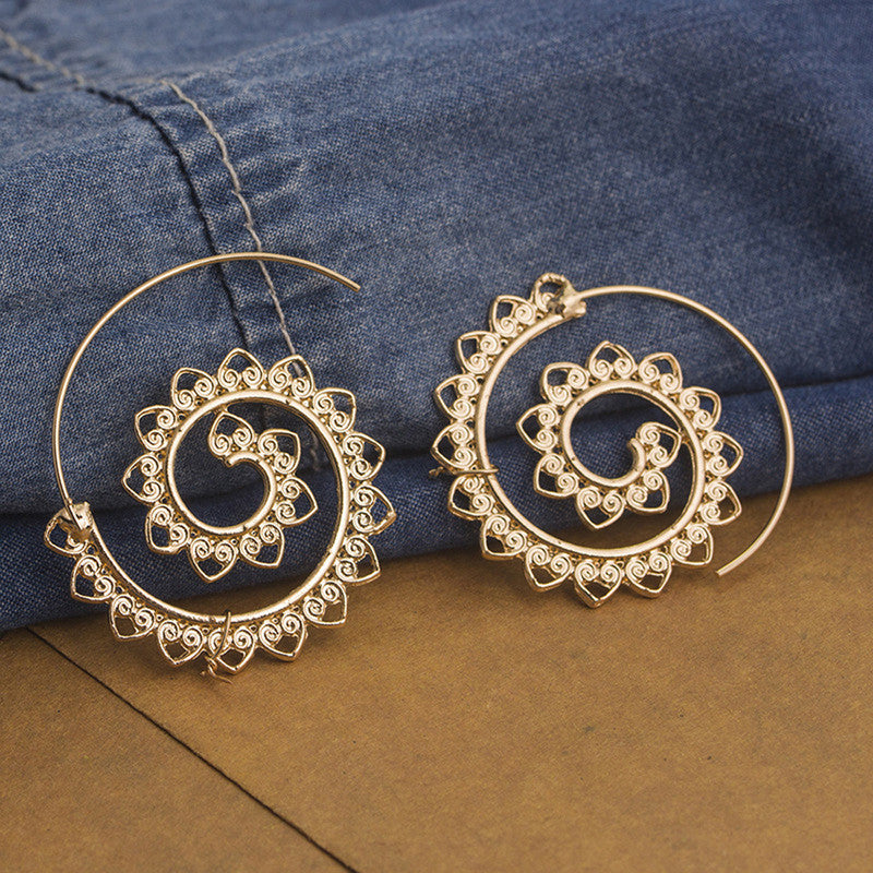 Spiral Gold Plated Circular Hoop Earrings