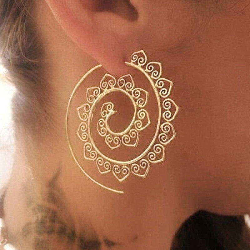 Spiral Gold Plated Circular Hoop Earrings