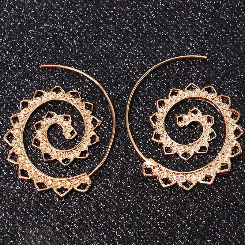 Spiral Gold Plated Circular Hoop Earrings