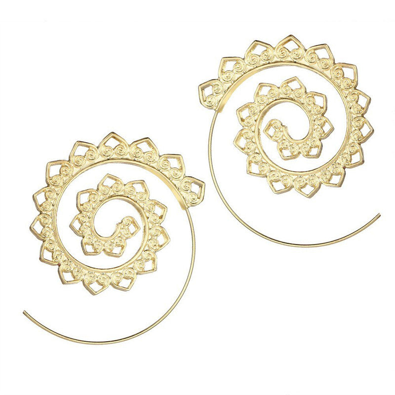 Spiral Gold Plated Circular Hoop Earrings