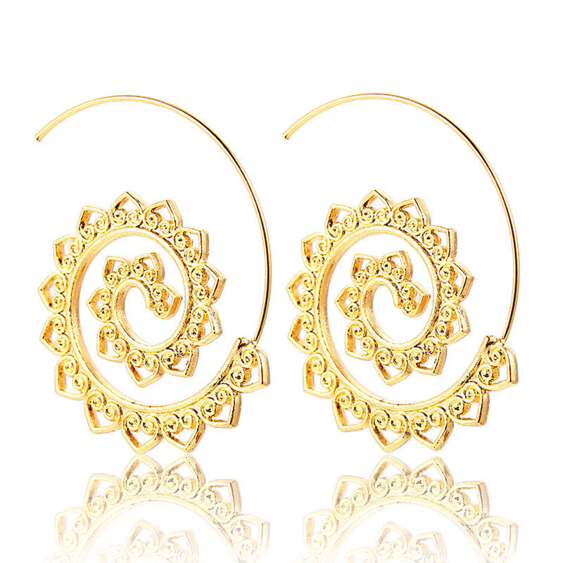 Spiral Gold Plated Circular Hoop Earrings