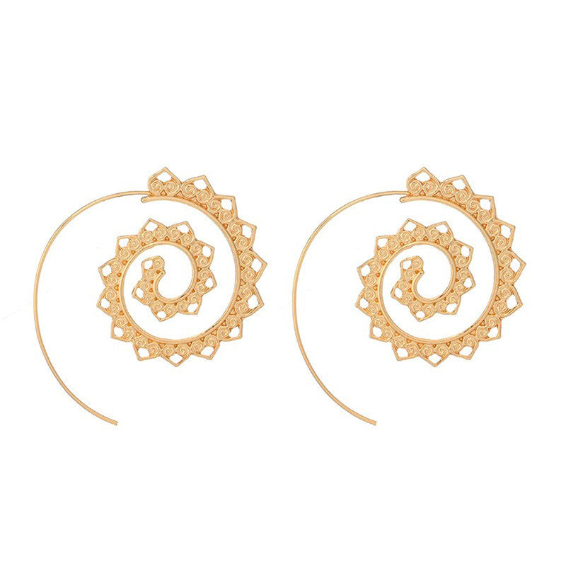 Spiral Gold Plated Circular Hoop Earrings