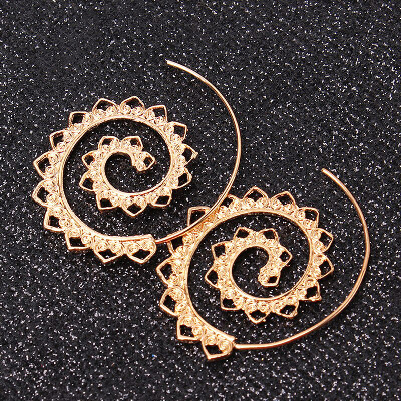 Spiral Gold Plated Circular Hoop Earrings