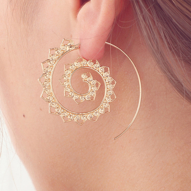 Spiral Gold Plated Circular Hoop Earrings