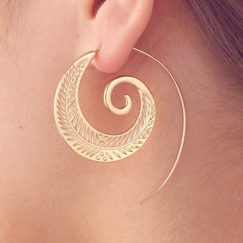 Spiral Gold Plated Circular Hoop Earrings