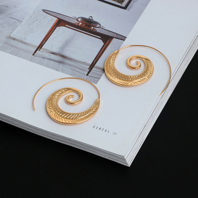 Spiral Gold Plated Circular Hoop Earrings