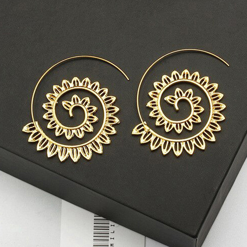 Spiral Gold Plated Circular Hoop Earrings