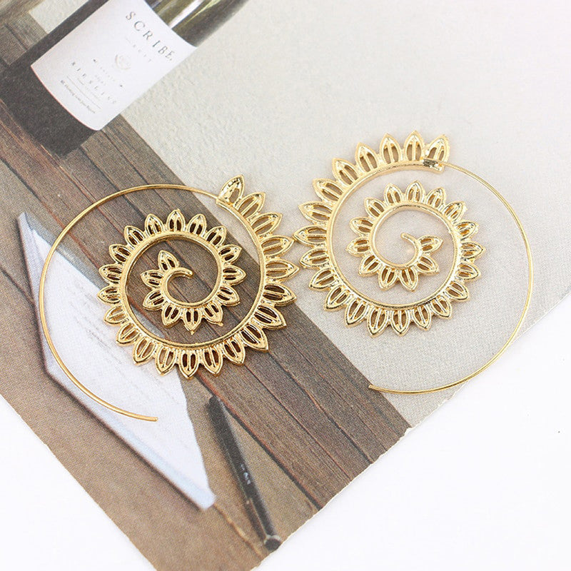 Spiral Gold Plated Circular Hoop Earrings