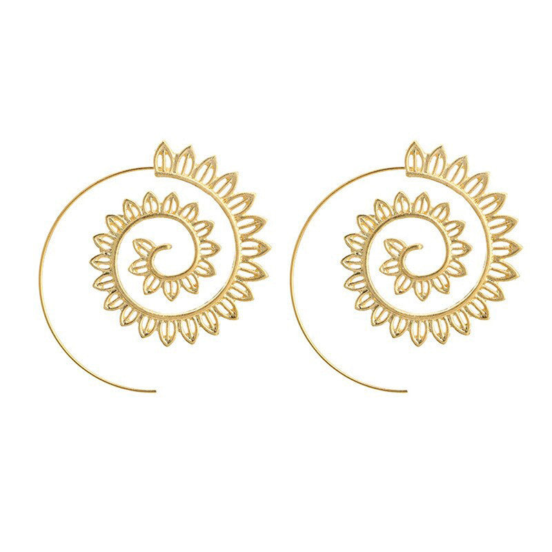 Spiral Gold Plated Circular Hoop Earrings