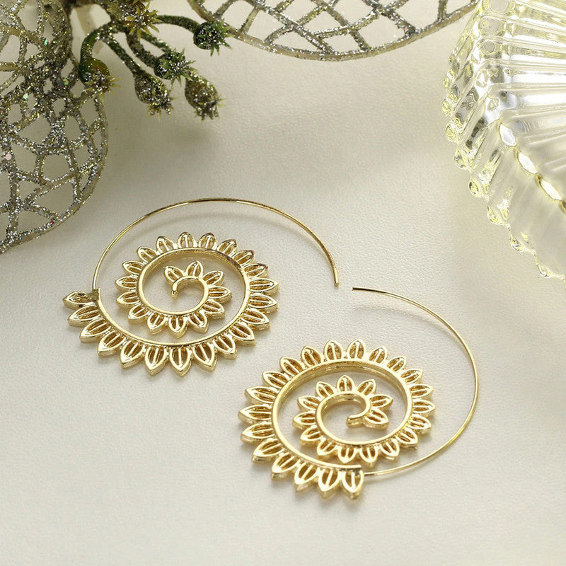 Spiral Gold Plated Circular Hoop Earrings