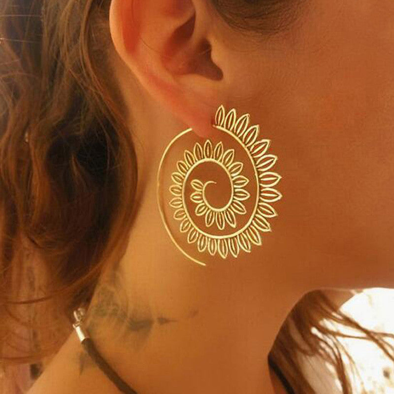 Spiral Gold Plated Circular Hoop Earrings