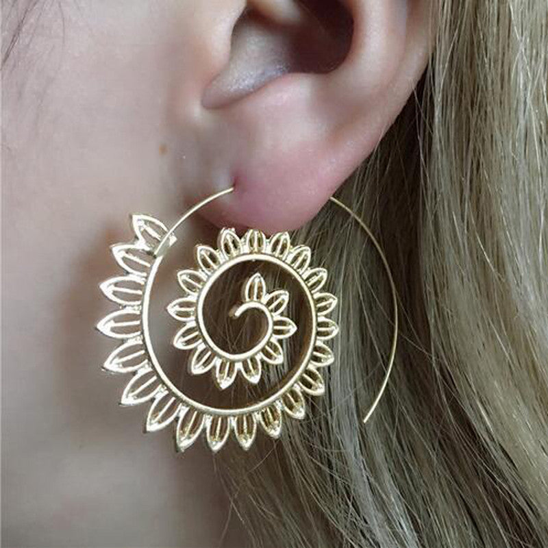 Spiral Gold Plated Circular Hoop Earrings