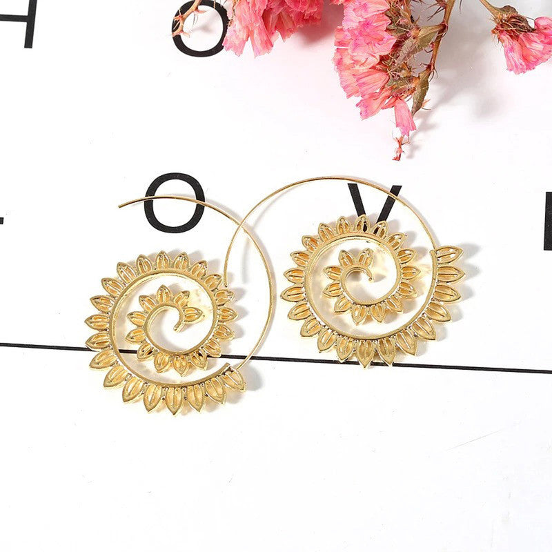 Spiral Gold Plated Circular Hoop Earrings