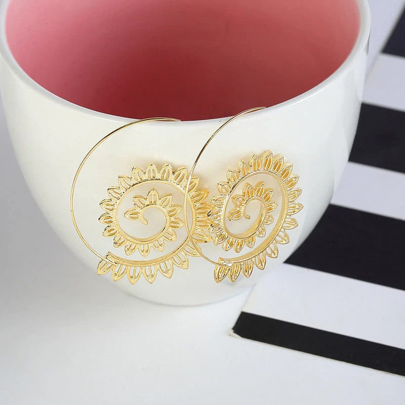 Spiral Gold Plated Circular Hoop Earrings