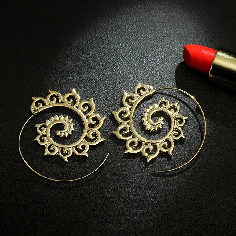 Spiral Gold Plated Circular Hoop Earrings