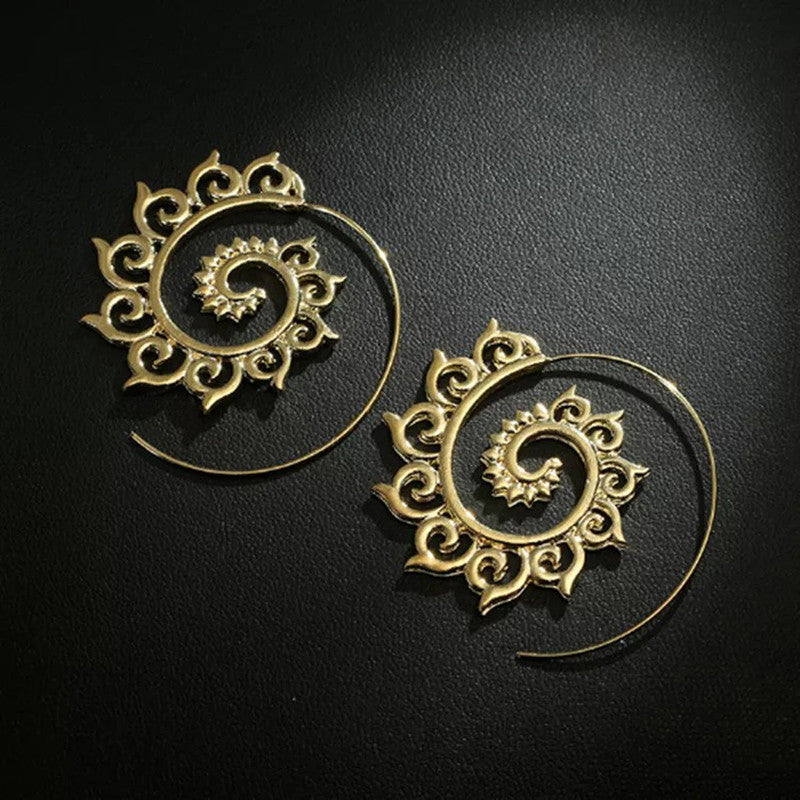 Spiral Gold Plated Circular Hoop Earrings