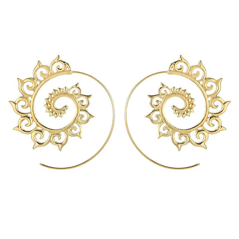 Spiral Gold Plated Circular Hoop Earrings