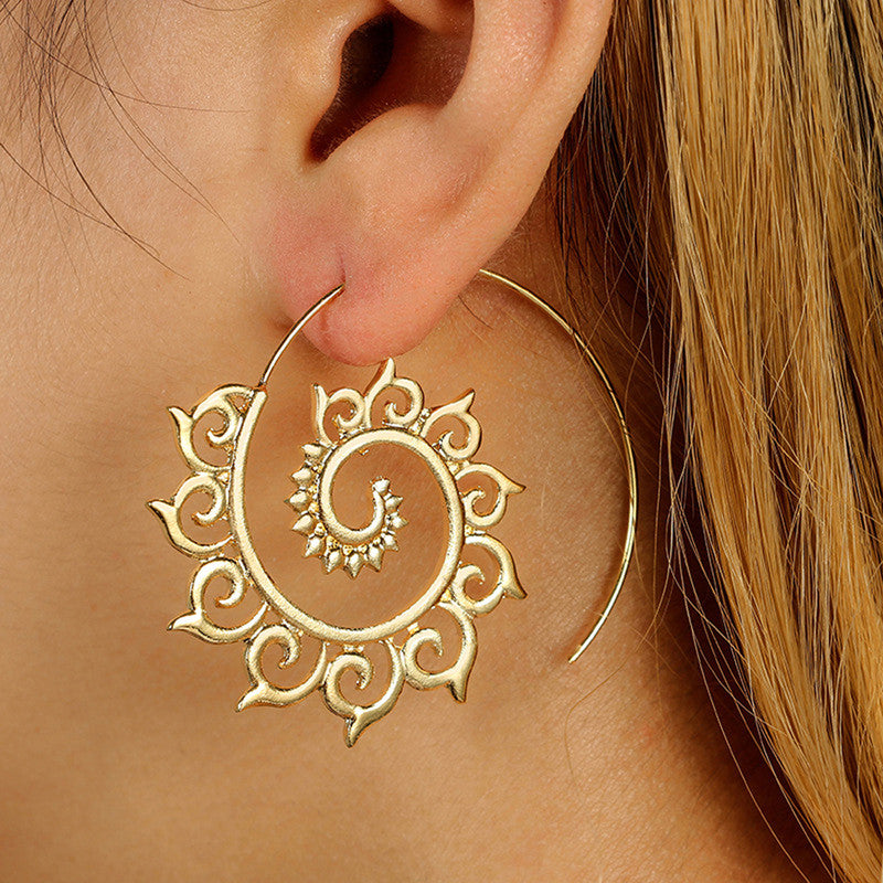 Spiral Gold Plated Circular Hoop Earrings