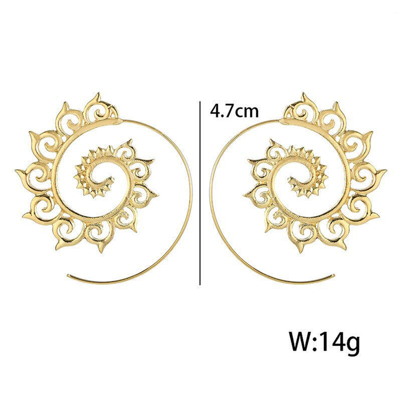 Spiral Gold Plated Circular Hoop Earrings