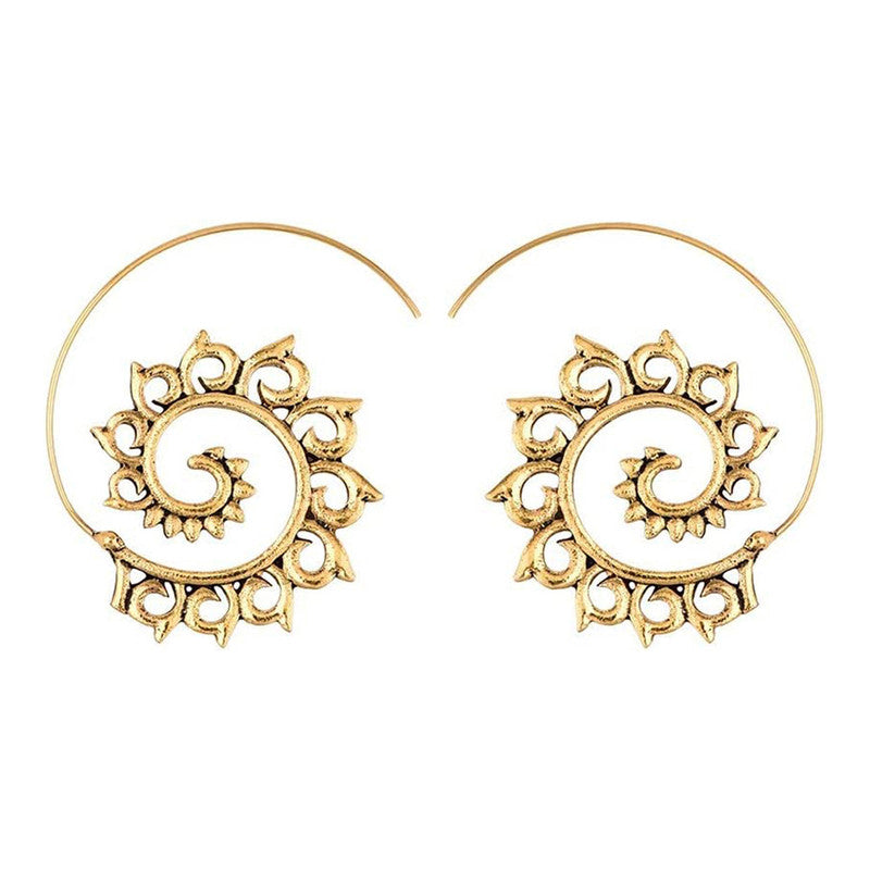 Spiral Gold Plated Circular Hoop Earrings