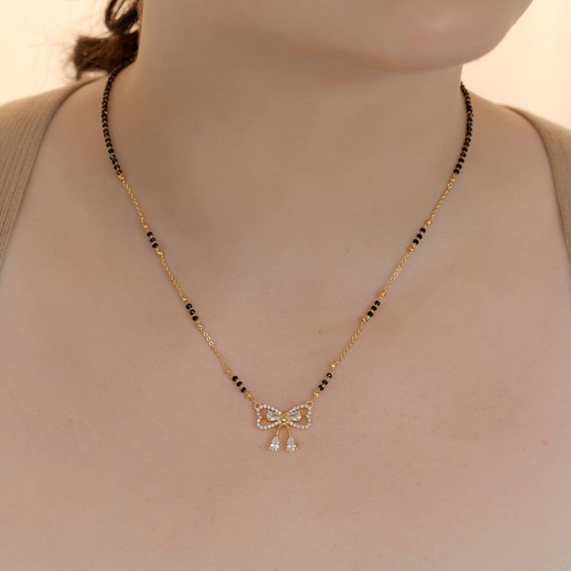 Gold Plated Bow Shaped Mangalsutra with Chain for Women