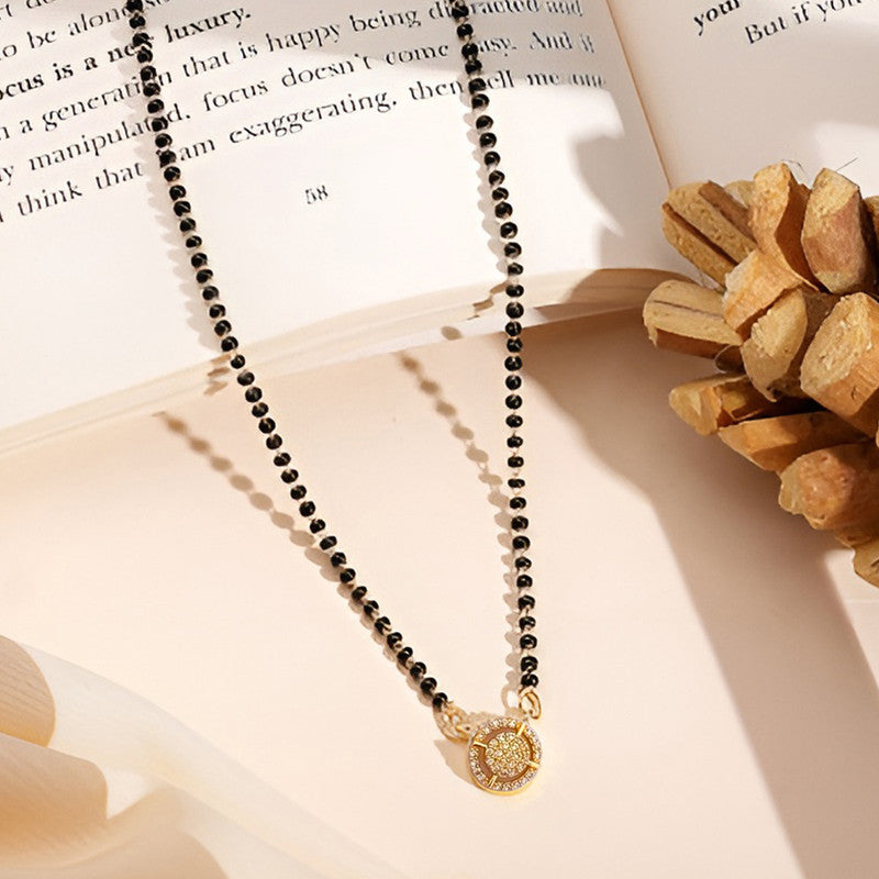 Gold Plated Round Shaped Mangalsutra with Chain for Women
