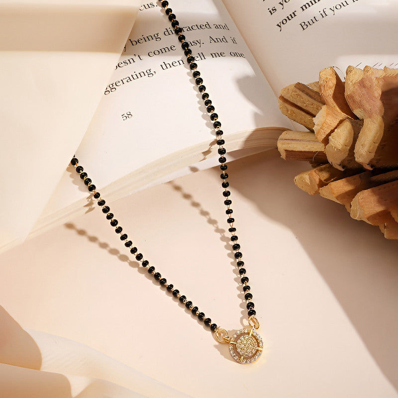 Gold Plated Round Shaped Mangalsutra with Chain for Women