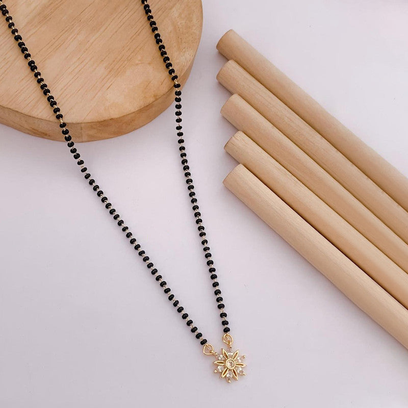 Gold Plated Round Shaped Floral Mangalsutra with Chain for Women