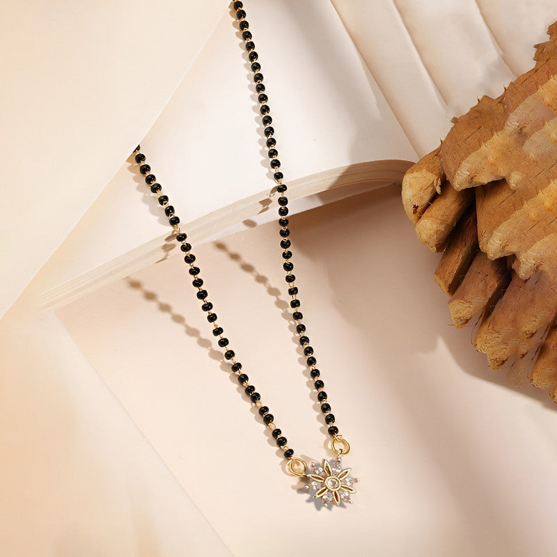 Gold Plated Round Shaped Floral Mangalsutra with Chain for Women