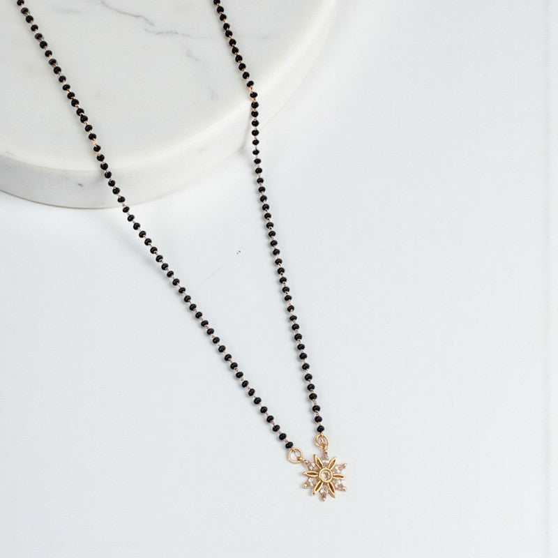 Gold Plated Round Shaped Floral Mangalsutra with Chain for Women