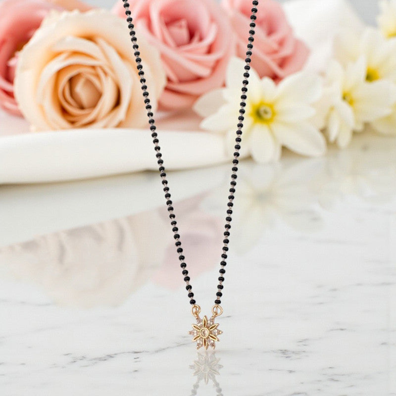 Gold Plated Round Shaped Floral Mangalsutra with Chain for Women