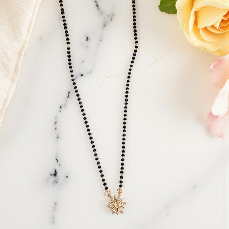 Gold Plated Round Shaped Floral Mangalsutra with Chain for Women