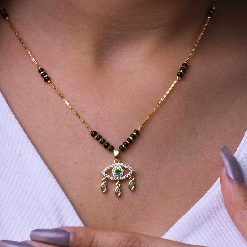 Gold Plated Evil Eye Shaped Mangalsutra with Chain for Women