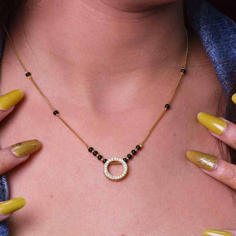 Gold Plated Round Shaped Mangalsutra with Chain for Women