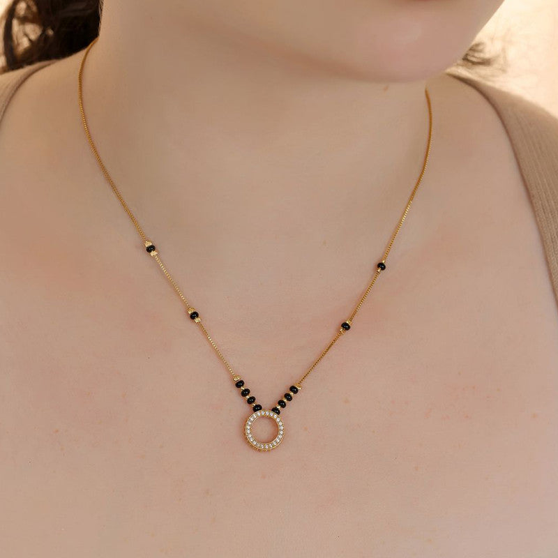 Gold Plated Round Shaped Mangalsutra with Chain for Women