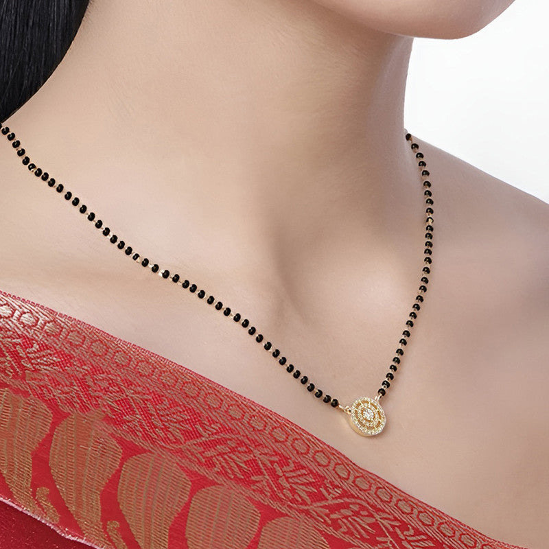 Gold Plated Round Shaped Mangalsutra with Chain for Women