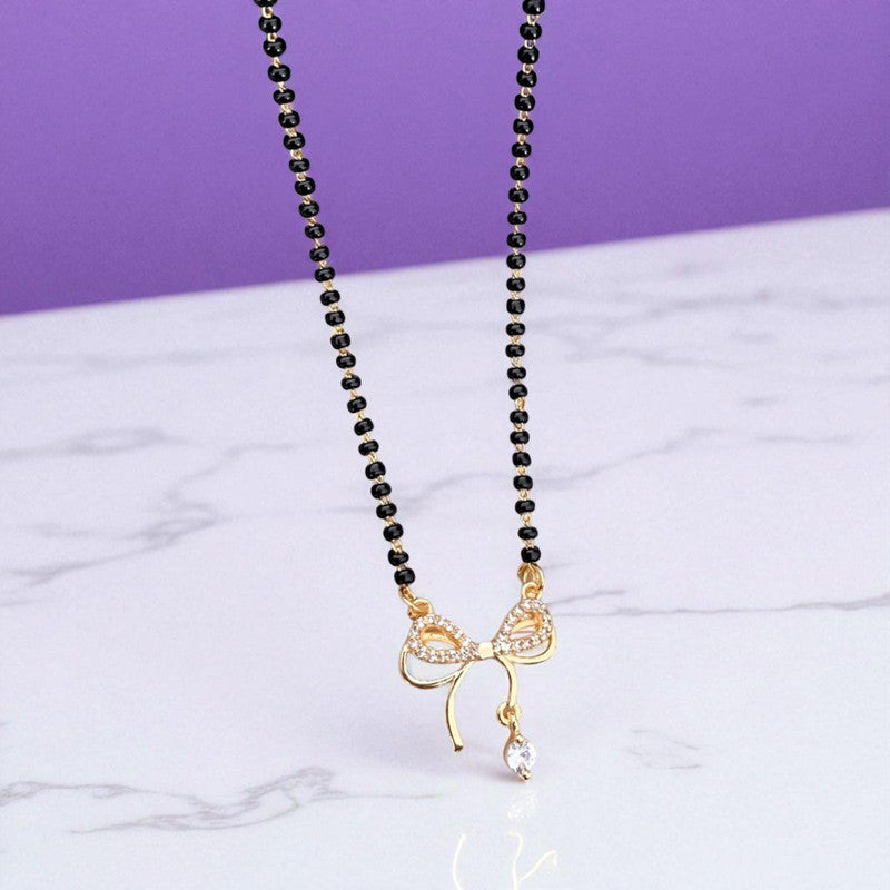 Gold Plated Bow Shaped Mangalsutra with Chain for Women