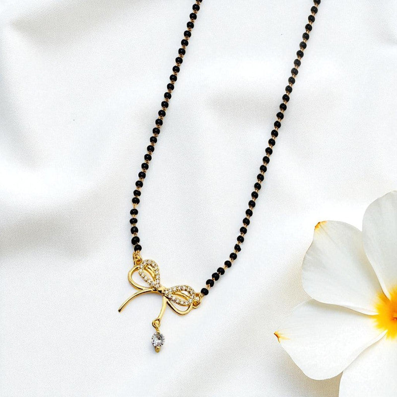 Gold Plated Bow Shaped Mangalsutra with Chain for Women